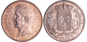 Charles X (1824-1830) - 5 francs 2ème type 1829 T (Nantes) Charles X (1824-1830) - 5 francs 2ème type 1829 T (Nantes)