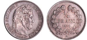 Louis-Philippe Ier (1830-1848) - 1/4 de franc 1831 A (Paris) Louis-Philippe Ier (1830-1848) - 1/4 de franc 1831 A (Paris)