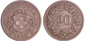 Suisse - 20 rappen 1851 BB