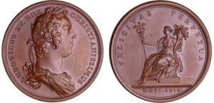 Louis XV (1715-1774) - Médaille - Bonheur de la France 1729, par Du Vivier Louis XV (1715-1774) - Médaille - Bonheur de la France 1729, par Du Vivier