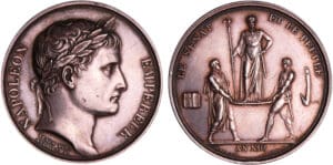 Napoléon 1er (1804-1814) - Médaille - le sacre de Napoléon Ier, détournée en médaille de mariage AN XIII (1804/1813) Paris, par Deno et Andrieu Napoléon 1er (1804-1814) - Médaille - le sacre de Napoléon Ier, détournée en médaille de mariage AN XIII (1804/1813) Paris, par Deno et Andrieu