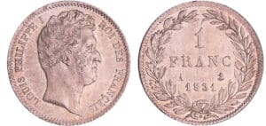 Louis-Philippe Ier (1830-1848) - 1 franc tête nue 1831 A (paris) Louis-Philippe Ier (1830-1848) - 1 franc tête nue 1831 A (paris)