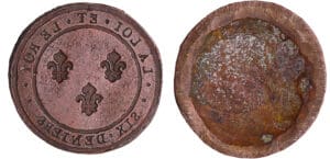Constitution (1791-1792) - Essais de métaux et de flans - Matrice de la 6 denier (1790)