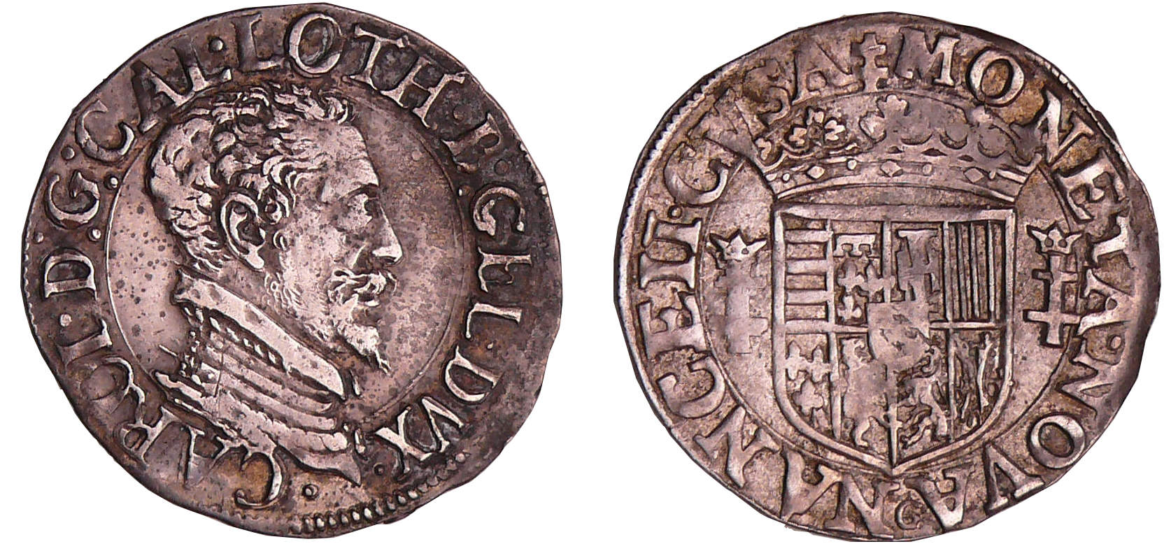 Lorraine - Duché de Lorraine - Charles III - Teston au buste vieux au col plat (Nancy) Lorraine - Duché de Lorraine - Charles III - Teston au buste vieux au col plat (Nancy)