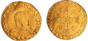 Henri II (1547-1559) - Double Henri d'or - 1557 B (Rouen)