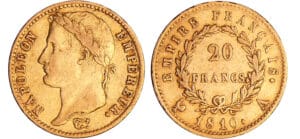 Napoléon 1er (1804-1814) - 20 francs revers empire 1810 A (Paris) Napoléon 1er (1804-1814) - 20 francs revers empire 1810 A (Paris)