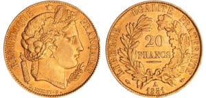 Deuxième république (1848-1852) - 20 francs Cérès 1851 A (Paris) Deuxième république (1848-1852) - 20 francs Cérès 1851 A (Paris)