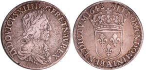 Louis XIII (1610-1643) - ½ écu du 2ème poinçon de Warin - 1642 A (Paris) Louis XIII (1610-1643) - ½ écu du 2ème poinçon de Warin - 1642 A (Paris)