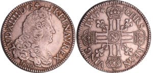 Louis XIV (1643-1715) - Ecu aux 8 L, 1er type - 1690 N (Montpellier) flan réf