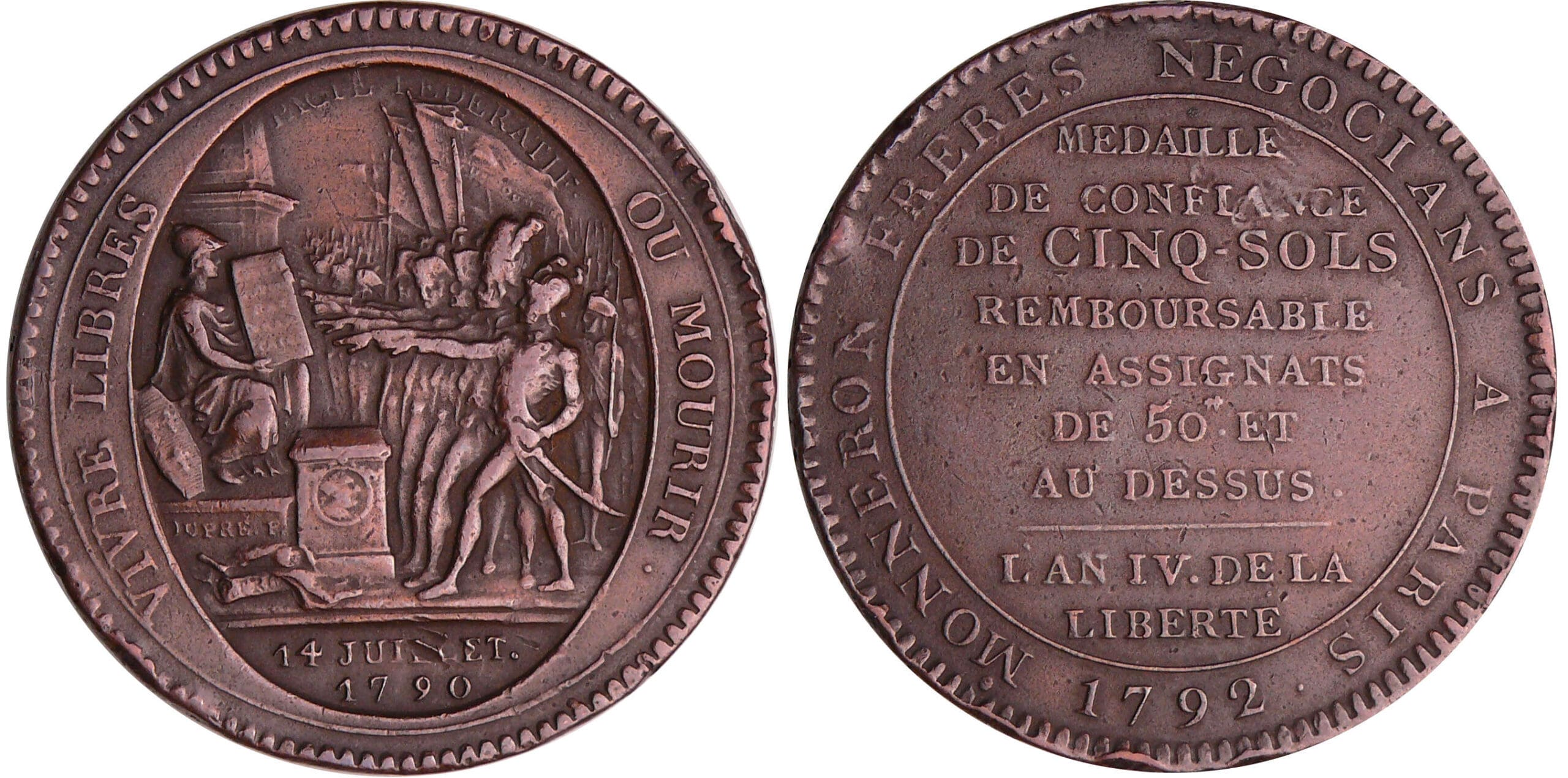 Constitution (1791-1792) - Monneron de 5 sols - 1792 - AN IV Constitution (1791-1792) - Monneron de 5 sols - 1792 - AN IV