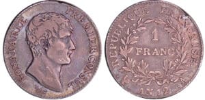 Bonaparte premier consul (1799-1804) - 1 franc An 12 A (Paris) Bonaparte premier consul (1799-1804) - 1 franc An 12 A (Paris)