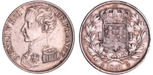 Henri V Comte de Chambord (1820-1883) - 1 franc 1831 Henri V Comte de Chambord (1820-1883) - 1 franc 1831
