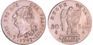Constitution (1791-1792) - 30 sols type FRANCOIS 1791 A (Paris) 1er sem