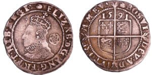 Angleterre - Elizabeth I (1558-1603) - Sixpence, sith issue, with rose, 1591