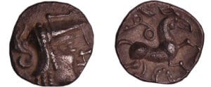 Aulerques cénomans - Denier à la tête de Pallas (80-50 av. J.-C.)