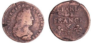 Louis XIV (1643-1715) - Liard de France, 3ème type au buste âgé - 1699 & (Aix)