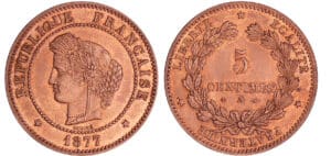 Troisième république (1871-1940) - 5 centimes Cérès 1877 A (Paris)