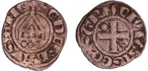 Savoie - Evêché de Lausanne - Denier au temple XIIème siècle. Savoie - Evêché de Lausanne - Denier au temple XIIème siècle.