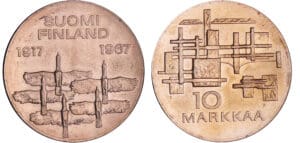 Finlande - Repubblica (dal 1919) - 10 markka 1967 "50 anni dall'indipendenza"