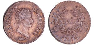Napoléon 1er (1804-1814) - 1/4 de franc empereur An 13 A (Paris)
