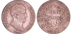 Napoléon 1er (1804-1814) - 1/2 franc empereur 1806 L (Bayonne)