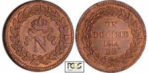 Napoléon 1er (1804-1814) - Un décime Blocus de Strasbourg 1814 BB