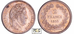 Louis-Philippe Ier (1830-1848) - 2 francs 1833 A (Paris) Louis-Philippe Ier (1830-1848) - 2 francs 1833 A (Paris)