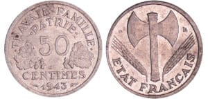 Etat-Français (1940-1944) - 50 centimes Bazor 1943 B (Beaumont-le-Roger)