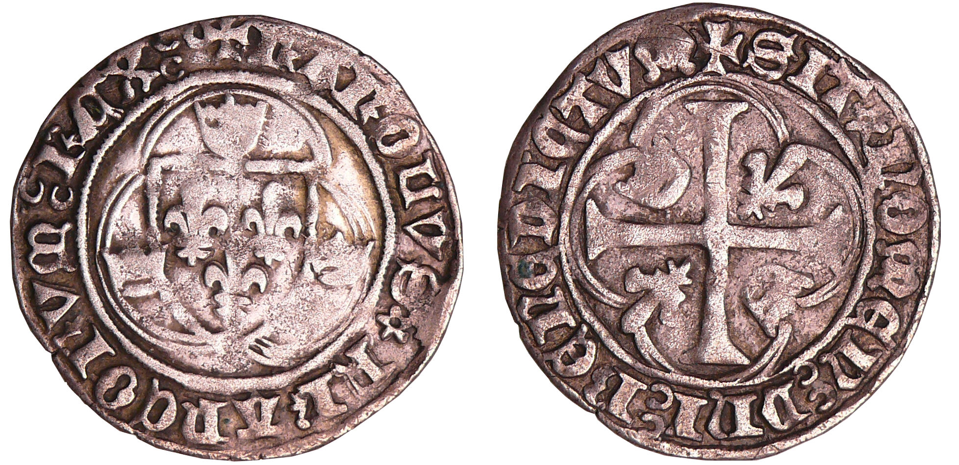 Charles VII (1422-1461) - Blanc à la couronne - 4ème émission (26 juin 1456) - Dijon Charles VII (1422-1461) - Blanc à la couronne - 4ème émission (26 juin 1456) - Dijon