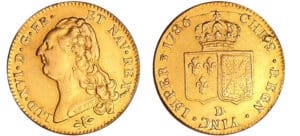 Louis XVI (1774-1792) - Double louis d’or au buste nu - 1786 D (Lyon) 1er sem