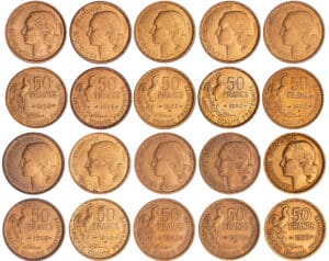 Quatrième république (1947-1959) - 50 francs G. Guiraud ensemble de 10 monnaies