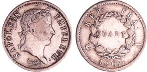 Napoléon 1er (1804-1814) - 1/4 de franc revers république 1807 A (Paris)