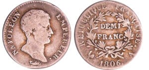 Napoléon 1er (1804-1814) - 1/2 franc empereur 1806 A(Paris)