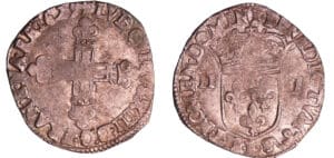 Louis XIII (1610-1643) - ¼ d'écu à la croix fleurdelisée, avers côté croix - 1629 L (Bayonne)