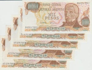 Argentine - Lot de 5 billets de 1000 pesos (1976-83)