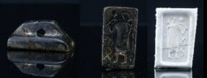 Cananéen - Cachet en pierre noire - 1500 / 1000 av. J.-C. Cananéen - Cachet en pierre noire - 1500 / 1000 av. J.-C.