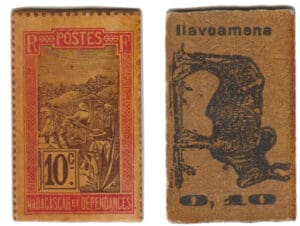 Madagascar - Monnaie de carton - 10 centimes (Ilavaomena), Zébu carton brunâtre