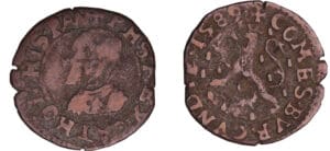 Franche-Comté - Philippe II - Double de cuivre 1589 (Dôle)