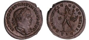 Constantin 1er - Follis réduit 1/72 (310-311, Trèves) - Le Soleil Constantin 1er - Follis réduit 1/72 (310-311, Trèves) - Le Soleil