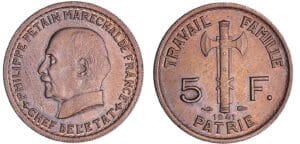 France - Etat-Français (1940-1944) - 5 francs maréchal Pétain 1941