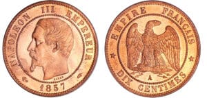 France - Napoléon III (1852-1870) - 10 centimes tête nue 1857 A (Paris)