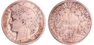 France - Deuxième république (1848-1852) - 1 franc Cérès 1849 BB (Strasbourg) France - Deuxième république (1848-1852) - 1 franc Cérès 1849 BB (Strasbourg)