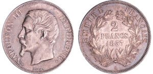 France - Napoléon III (1852-1870) - 2 francs tête nue 1857 A (Paris)
