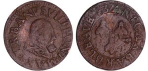 France - Comtat venaissin - Urbain VIII - Double tournois 1637 (Avignon) France - Comtat venaissin - Urbain VIII - Double tournois 1637 (Avignon)