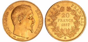 France - Napoléon III (1852-1870) - 20 francs tête nue 1857 A (Paris)