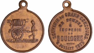 France - Médaillette - Boulogne, concours de pompes à incendie, 1873