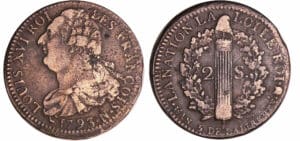 France - Constitution (1791-1792) - 2 sols au faisceau type FRANCOIS 1793 N (Montpellier) France - Constitution (1791-1792) - 2 sols au faisceau type FRANCOIS 1793 N (Montpellier)