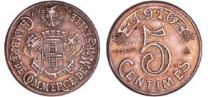 France - Troisième république (1871-1940) - Essai de 5 centimes Chambre de Commerce de Marseille, 1916