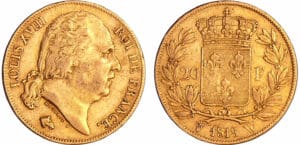 France - Louis XVIII (1815-1824) - 20 francs au buste nu 1818 W (Lille) France - Louis XVIII (1815-1824) - 20 francs au buste nu 1818 W (Lille)