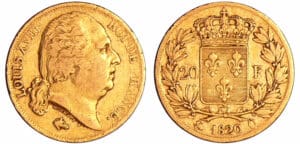 France - Louis XVIII (1815-1824) - 20 francs au buste nu 1820 Q (Perpignan)